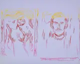 Andy Warhol, Madonna & Self-Portrait with Skeleton Arm (after Munch), 1984, Unique screenprint in colours, on Lenox Museum Board, the full sheet