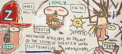Jean-Michel Basquiat, Hollywood Africans in front of the Chinese Theater with Footprints of Movie Stars, 1983/2015, Screenprint in colours, on museum board, the full sheet
