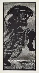 Telephone Lady by William Kentridge, 2000, Linocut, on Japanese Kozo paper, with full margins, sold Sep 2019