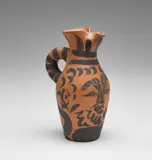 Pablo Picasso, Yan Barbu (Bearded Yan), 1963, Red earthenware turned pitcher, with black engobe and partial engraving