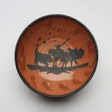 Picador (Bullfighter) by Pablo Picasso, 1953, Red earthenware turned bowl, painted in black with coloured engobe and partial brushed glaze, sold Sep 2019