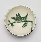 Sauterelle sur une branche (Grasshopper on a Branch) by Pablo Picasso, 1955, White earthenware turned bowl, painted in colours with partial brushed glaze, sold Sep 2019