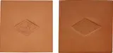 Losange à la danse (Dancers in Diamond); and Losange au visage (Face in Diamond) by Pablo Picasso, 1971, Two red earthenware tiles with embossing, sold Sep 2019