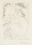 Pablo Picasso, Sculpteur avec son modèle et sa sculpture (Sculptor with his Model and Sculpture), plate 45 from La Suite Vollard, 1933, Etching, on Montval paper watermarked Picasso , with full margins