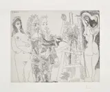 Pablo Picasso, L'Atelier, avec un hibou et un envoyé officiel (The Studio, With an Owl and an Official Envoy), plate 65 from the 347 Series, 1968, Etching, on Rives paper, with full margins