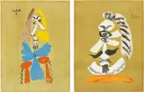 Portrait imaginaire (Imaginary Portraits): two plates by Pablo Picasso, 1969, Two offset lithographs in colours, on Arches paper, the full sheets, sold Sep 2019
