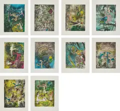 Centre Noeuds (Centre Knots) by Roberto Matta, 1974, The complete set of ten etching and aquatints in colours, on Arches paper, with full margins, with title page, colophon , sold Sep 2019