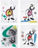 Oiseau migrateur (Migratory Bird): four plates by Joan Miró, 1970, Four lithographs in colours, on Japon nacré paper, the full sheets, sold Sep 2019