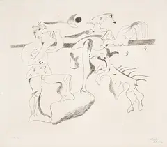 Daphnis et Chloé by Joan Miró, 1933, Drypoint, on Arches paper, with larger margins (Dupin calls for 32.5 x 42 cm), sold Sep 2019