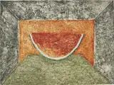 Interior con Sandía (Interior with Watermelon) by Rufino Tamayo, 1975, Etching in colours, on Guarro paper, the full sheet, offered Sep 2019