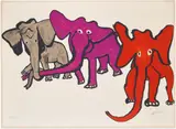Elephants, from Our Unfinished Revolution by Alexander Calder, 1975-76, Lithograph in colours, on Arches paper, the full sheet, sold Sep 2019