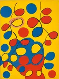 Untitled (Loops on Yellow) by Alexander Calder, circa 1975, Lithograph in colours, on wove paper, the full sheet, sold Sep 2019