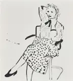 David Hockney, Celia in a Polka Dot Skirt, 1980, Lithograph and screenprint, on Arches Cover paper, the full sheet
