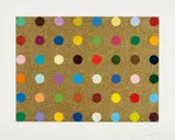 Untitled Gold Gift Spot by Damien Hirst, 2008, Screenprint in colours with gold glitter, on wove paper, with full margins, sold Sep 2019