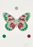 Science Xmas Butterfly Print by Damien Hirst, 2010, Foil block print in colours, on Arches 88 paper, with full margins, sold Sep 2019