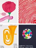 David Shrigley, I'm Sorry for Being Awful; Vibes; Shut Up; and Pretty Thoughts Inside Your Head, 2018, Four screenprints in colours, on Somerset paper, the full sheets