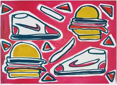 Cheeseburger Deluxe by Katherine Bernhardt, 2016, Lithograph in colours, on Somerset Velvet paper, with full margins, sold Sep 2019