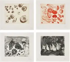 Miquel Barceló, Lanzarote (Serie Pornografica): four plates, 2000, Four etching and aquatints in colours, on Arches paper, with full margins
