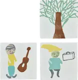 Donald Baechler, Tree; Composition with Guitar; and Composition with Suitcase