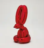 Jeff Koons, Balloon Rabbit (Red), 2017, Porcelain multiple painted in chrome, contained in the original Styrofoam-lined presentation box with silver printed signature