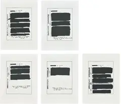 Jenny Holzer, AKA, 2006, The complete set of five etchings, on Magnani Pescia paper, with full margins, with title page, the sheets loose (as issued) contained in the original black silk-covered portfolio