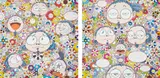 The Artist's Agony and Ecstasy; and Self-Portrait of the Manifold Worries of a Manifoldly Distressed Artist by Takashi Murakami, 2012, Two offset lithographs in colours with sticker additions, on smooth wove paper, the full sheets, sold Sep 2019