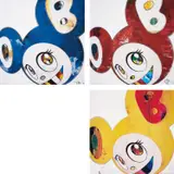 And Then x 6 (Blue: The Polke Method); And Then x 6 (Red Dots: The Superflat Method); and And then, and then and then and then and then / Yellow Jelly by Takashi Murakami, 2006; 2012; and 2013, Three offset lithographs in colours, on smooth wove paper, the full sheets, sold Sep 2019
