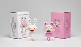 Takashi Murakami, Kaikai-chan; and Kiki-chan, from Kaikai & Kiki, 2018, Two soft vinyl multiples with hand-printing in colours, each contained in the original printed cardboard boxes