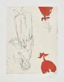 Georg Baselitz, Frau am Abgrund, zwei Rosen (Woman at Abyss, Two Roses), 1999, Etching and aquatint in colours, on BFK Rives paper, with full margins