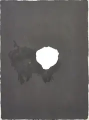 Painting Version 1-90 by Joseph Beuys, 1976, Oil paint and butter, on BFK Rives paper, the full sheet, with torn hole, offered Jun 2019