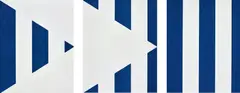 Daniel Buren, 1 + 2 = 3 (Triptych), from Sequences, 1998, The complete set of three woodcuts in blue, on Somerset Satin paper, the full sheets