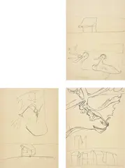 Triptychon (Triptych) by Joseph Beuys, 1981, The complete set of three lithographs, on light cardstock, the full sheets, sold Jun 2019