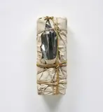 Christo & Jeanne-Claude, Wrapped Payphone, 1988, New York City payphone (steel), wrapped in sackcloth and transparent polyethylene with rope and twine