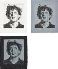 Phil (Philip Glass) by Chuck Close, 2002, The complete set of three relief prints with embossing, on handmade white, grey and black papers, with full margins, offered Jun 2019