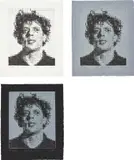 Chuck Close, Phil (Philip Glass), 2002, The complete set of three relief prints with embossing, on handmade white, grey and black papers, with full margins