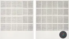 Hanne Darboven, 24 Gesänge (24 Chants), 1990, Two screenprints in colours, one with paper collage, on Arches paper, with full margins