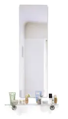 IĈONE (ICON) by Sylvie Fleury, 2001, Wall-hanging mirror with ten cosmetic products on a glass shelf supported by two chrome brackets, offered Jun 2019