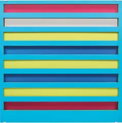 Liam Gillick, Weekday in Sochaux, 2006, Aluminium wall object comprised of four layered sheets anodized in four colours
