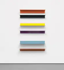 Shelf System A by Liam Gillick, 2008, The complete set of six aluminium shelves powder-coated in colours, sold Jun 2019