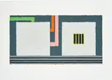 Peter Halley, Elsewhere, 1992, Screenprint in colours with blue grid imprint, on Arches paper, with full margins