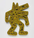 Keith Haring, Dog, 1986, Unique screenprint in yellow on black enamel painted plywood