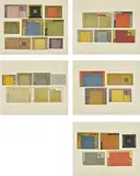 Peter Halley, A Tour of Monuments of Passaic, New Jersey, 1989, The complete set of five relief etchings in colours, on Kitikata Japanese paper, with full margins