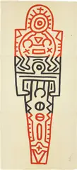 Totem by Keith Haring, 1989, Woodcut in black and red, on three sheets of Inshu-Kozu Japanese paper, with full margins, sold Jun 2019