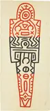 Keith Haring, Totem, 1989, Woodcut in black and red, on three sheets of Inshu-Kozu Japanese paper, with full margins