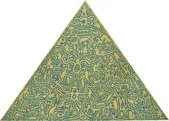 Keith Haring, Pyramid, 1989, Anodized aluminium plate in yellow and blue