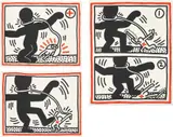 Keith Haring, Untitled (Free South Africa), 1985, The complete set of three lithographs in black and red, on BFK Rives paper, with full margins