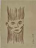 Keith Haring, Portrait of Joseph Beuys, from For Joseph Beuys, 1986-87, Screenprint in brown, on canvas