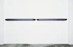 Untitled, from Wall Works by Yannis Kounellis, 1993, Two pairs of William & Sons men's size 7 black leather Oxford shoes, to be installed wall-mounted with two steel I-beams, offered Jun 2019