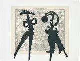 William Kentridge, Atlas Confessions (Maps), 2002, Collage of torn black Canson paper pieces, on pages from a Stielers Hand-Atlas book, with Chine-collé to BFK Rives paper, the full sheet