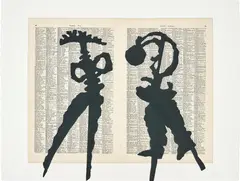 Atlas Confessions by William Kentridge, 2002, Collage of torn black Canson paper pieces, on pages from a Stielers Hand-Atlas book, with Chine-collé to BFK Rives paper, sold Jun 2019
